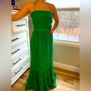 Green summer halter vacation beach dress size Xs